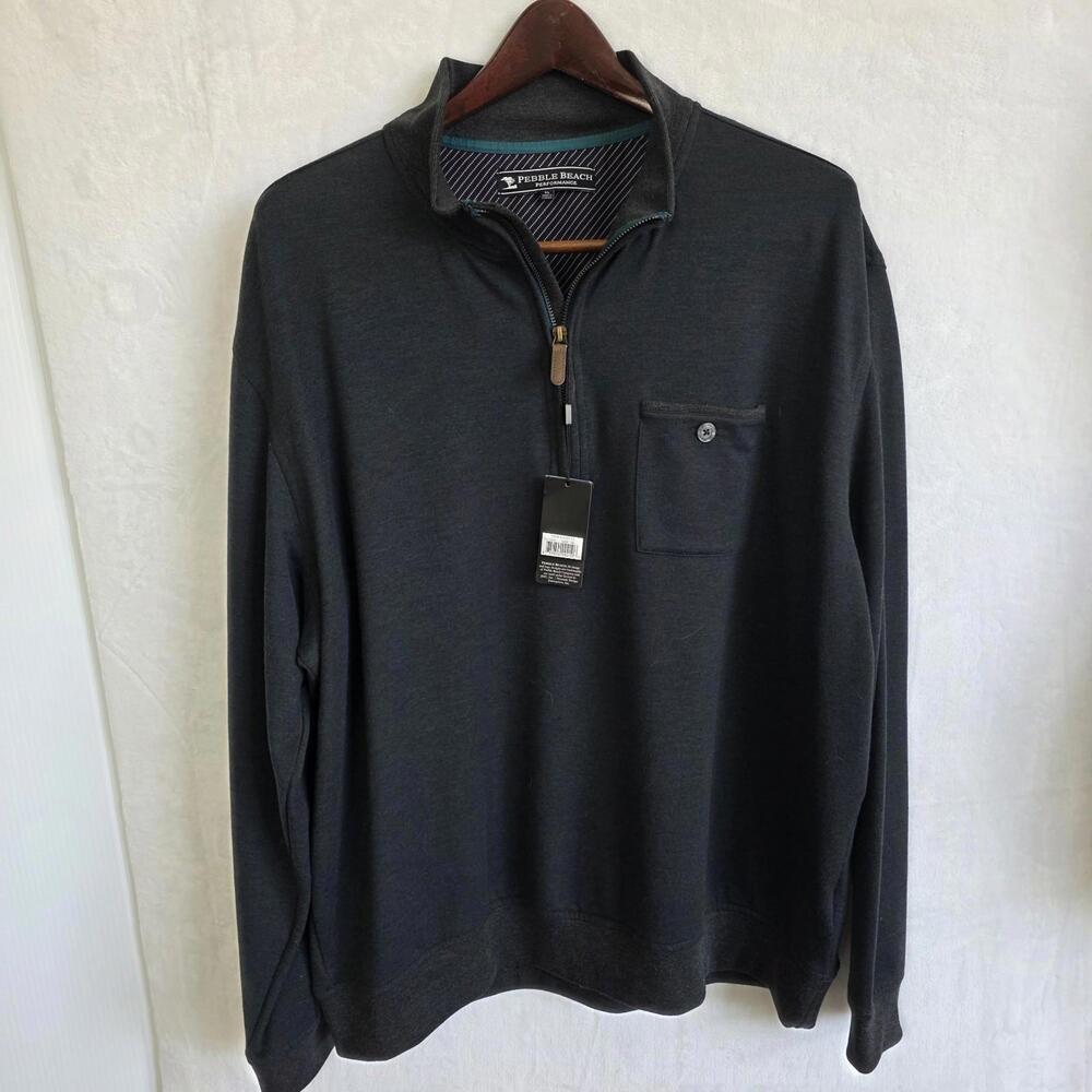 Pebble Beach Performance Golf Polo Shirt 1/4 Zip Long Sleeve Gray Men’s Size XL